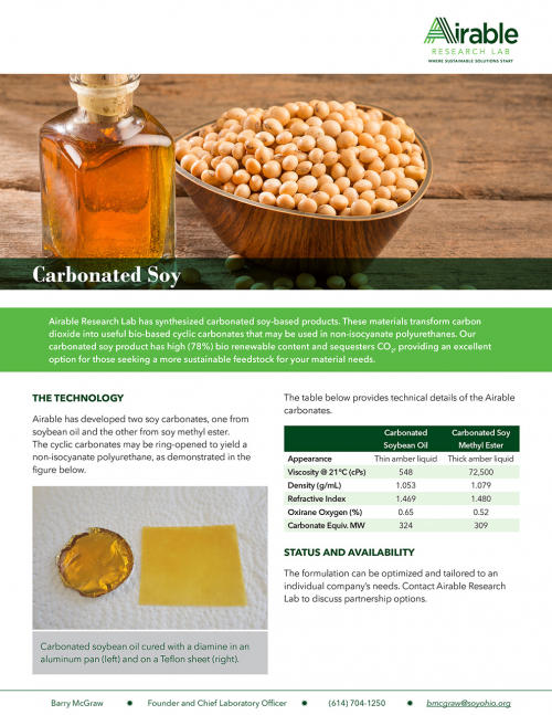 Carbonated Soy-Based Products That Transform Carbon Dioxide